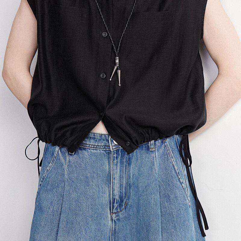 Chuyu Women's Lyocell Acetate Drawstring Shirt