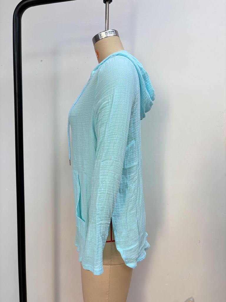 Women's Summer V-Neck Hooded Beach Cover-up with Pockets, 2025 