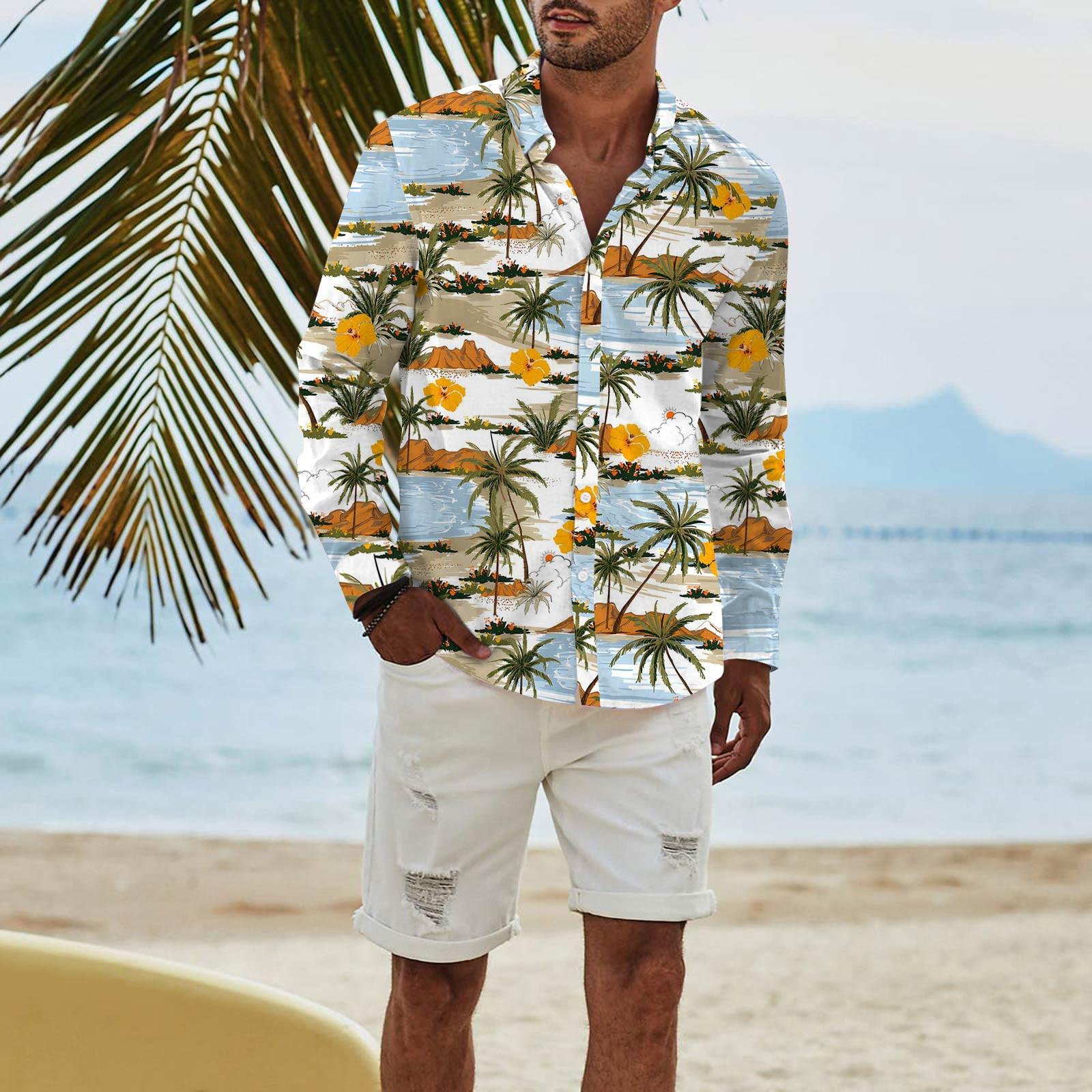 

Мужская модная повседневная футболка с длинным рукавом и принтом на пуговицах, рубашка обычного кроя L