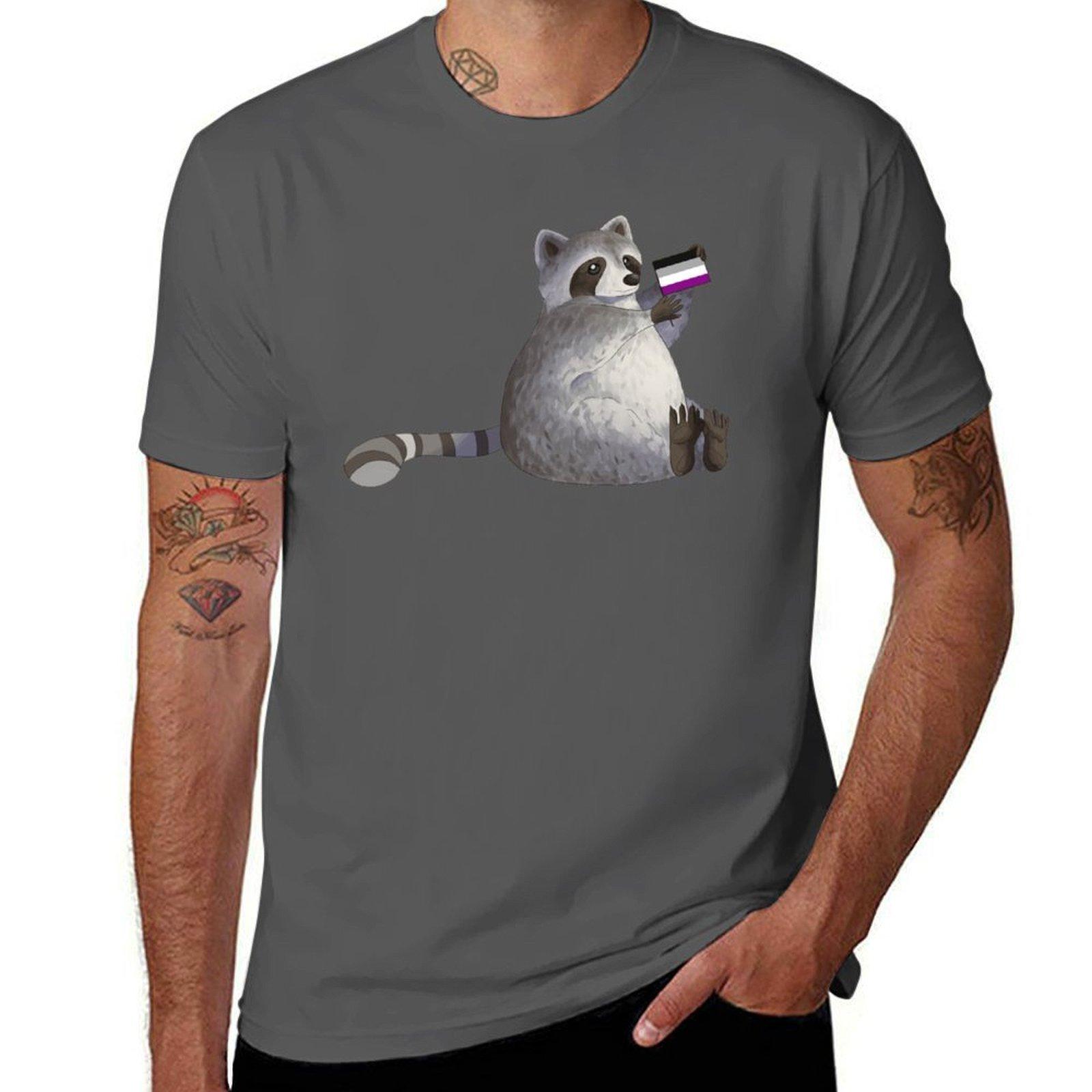 

Asexual Pride Raccoon T-Shirt t shirts for man graphic tees t shirts for man pack white T-Shirt 4XL