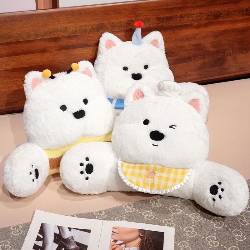 Non-Toxic Cartoon Bedside Soft Animal Dog Backrest Sofa Cushion Plush Triangle West Highland White Terrier Dog Pillow On The Bed Gifts