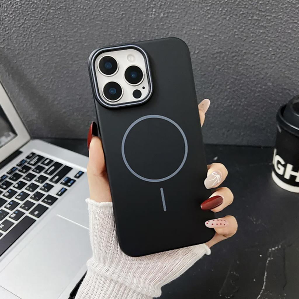 Magnetic Suction Soft PC Case Soft Edge Frosted Air Bag Anti-fall Cooling Personalized Ins All-inclusive Small Fresh Mobile Phone Case