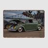 Green VW Beetle Compact Car Specs Retro Classic Car Metal Poster Sign Garage Club Custom Wall Tin Room Decor Home Decor