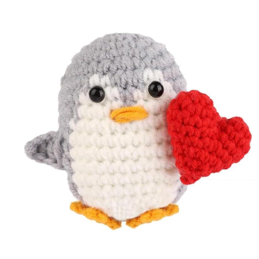 Handmade Positive Penguin Doll With Card Home Decoration Knitted Penguin Christmas Doll Ornament Room Decor Christmas Party Gift
