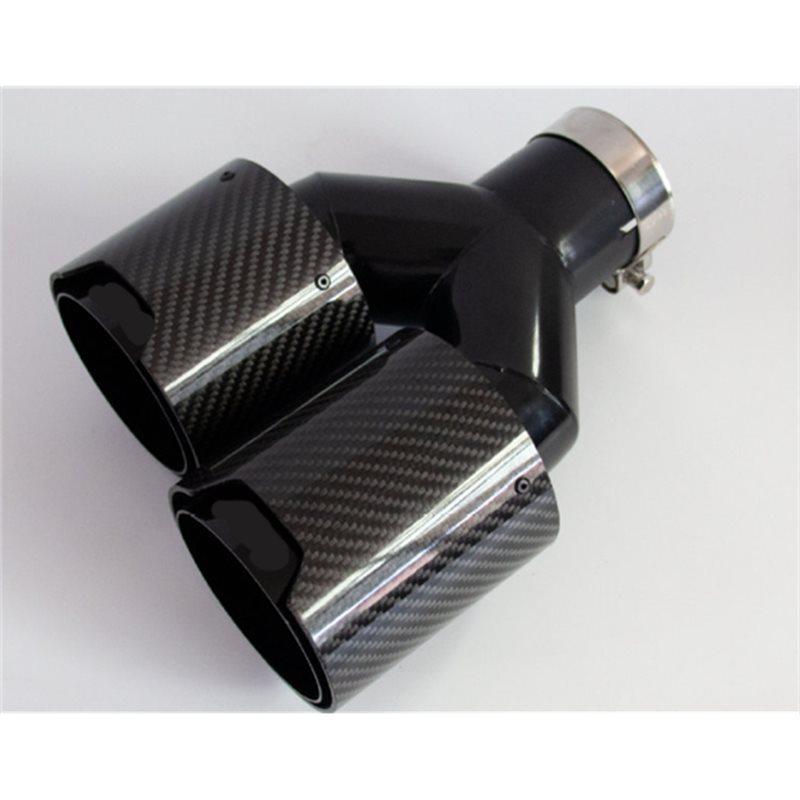 Car Exhaust Pipe Muffler Tip Y Shape Double Exit Carbon Fiber Nozzle Decoration Stainless For BMW Series B