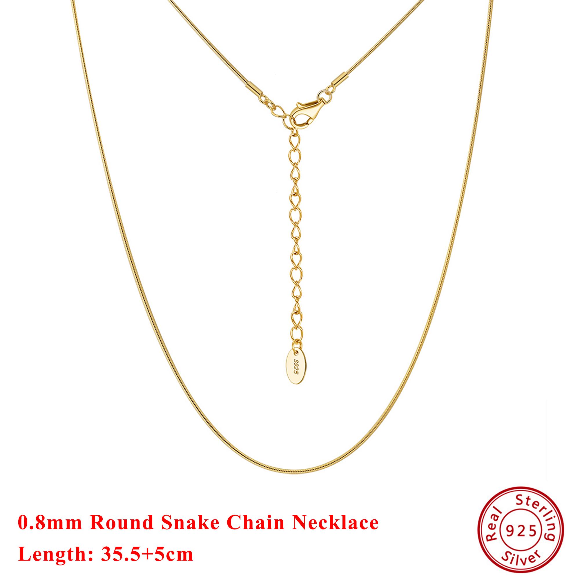 

Effie Queen Elegant 925 Sterling Silver Choker Round Snake Chain Necklace Minimalism Series Fashion Accessory For Neck Gift SC86 40cm
