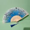 Folding Hand Fan with Tassels for Women Prom Parties Flower Butterfly Pattern Chinese Traditional Hand Fan for Collector