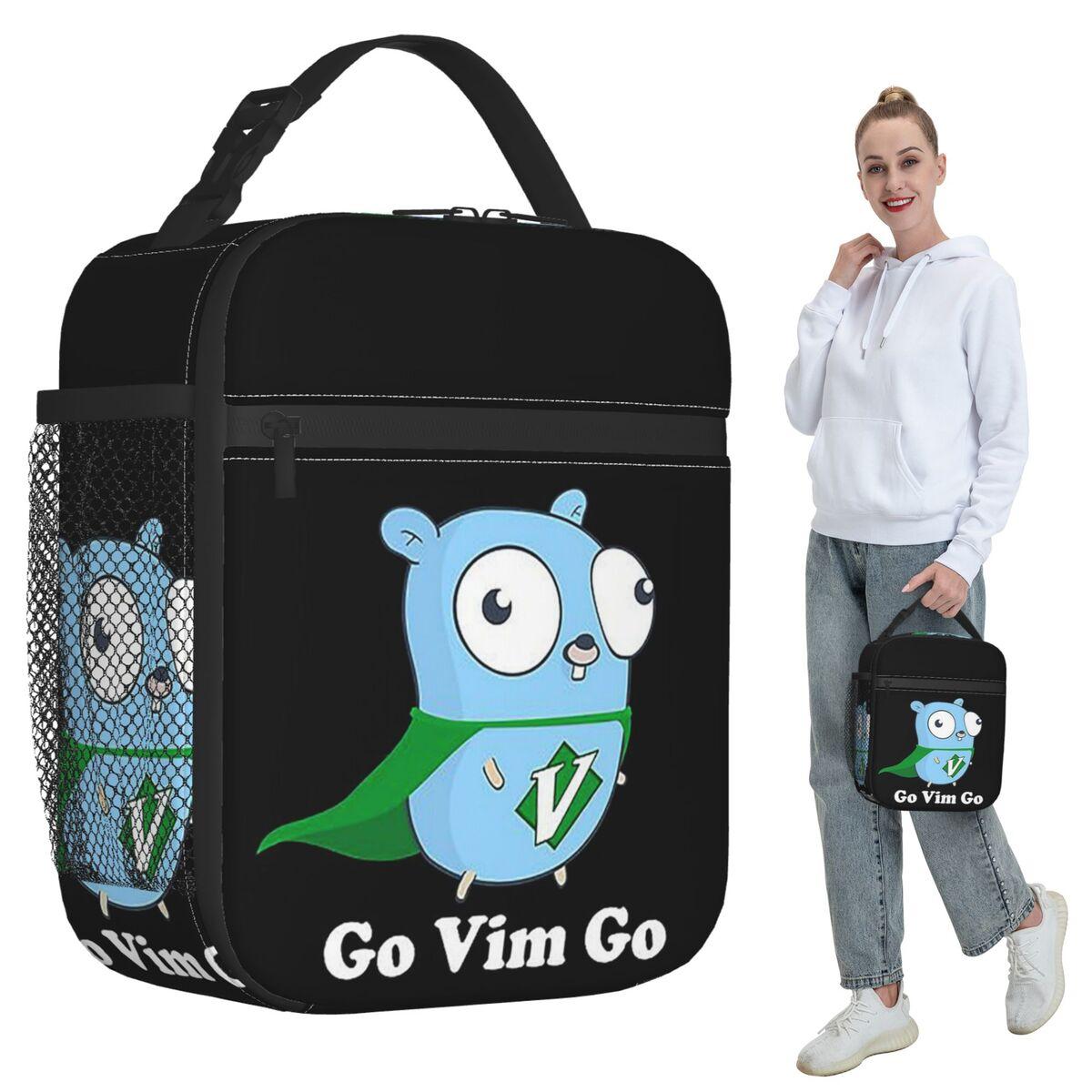 The Go Gopher Golang Vim Go Insulated Lunch Bag for Kids School Cooler Thermal Food Box Tote Portable Lunch Boxes Container One Size