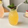 Transparent Pineapple Design Glass Cup with Straw for Cold Drinks – Minimalist Single Layer Household Beverage Tumbler