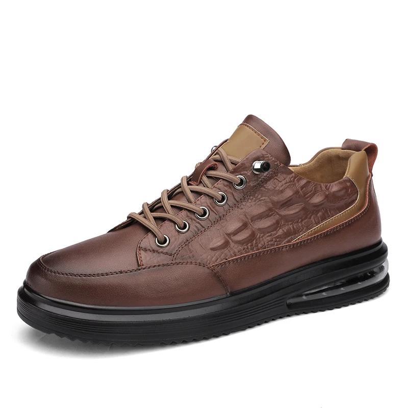 

Fashion Men s Leather Casual Shoes Luxury Designer Non Slip Walking Shoes High End Breathable Outdoor Loafers Business Driving Sneakers 44 коричневый
