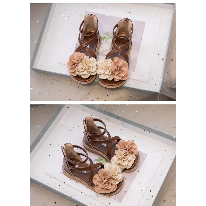 Neue Sommer-Sandalen für Mädchen - Koreanischer Stil, Florale Römische Prinzessinnen-Sandalen, Vielseitige Strandschuhe für Kleine Mädchen
