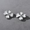 Niche Fashion Copper-Plated Platinum Drop Glaze Flower Inlaid Geometry Square Zircon S925 Silver Needle Stud Earrings Women
