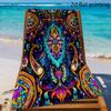 2D Flat Printing, 1pc, Neon Totem Artistic Fantasy Large Bath Towel, Suitable for Adults and Teens, Quick-Dry Lightweight Soft