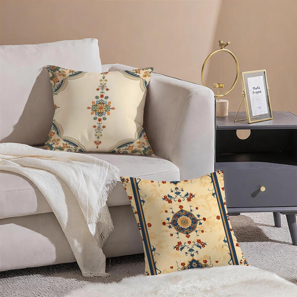Fashion Colorful Chinese Ethnic Pattern Designs Cushion Cover Pillowcase Short Plush Invisible Zipper Room Sofa Cushion Cover
