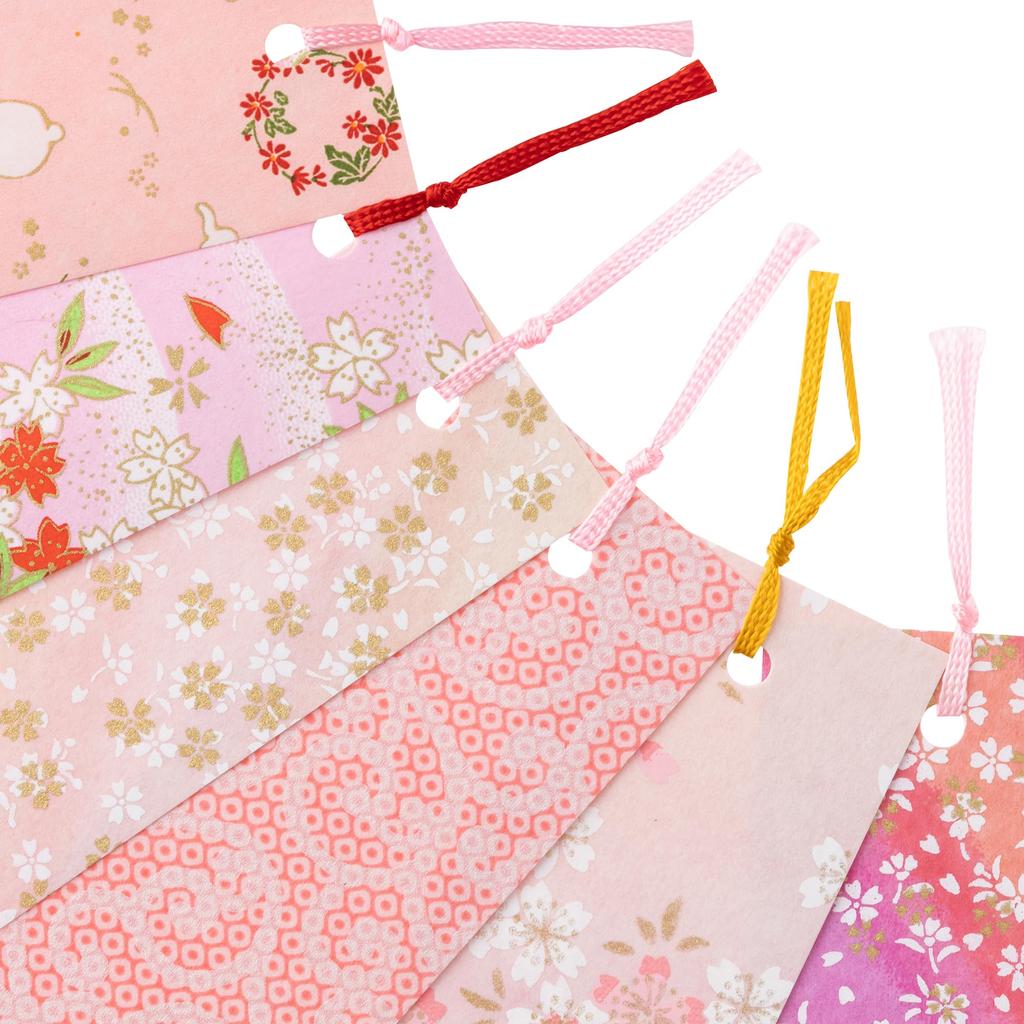 Kawasumi Washi Yuzen Washi Red Pink Flower 17 Sheets Stencil-Dyed Bookmarks, + + Kyo-Yuzen Butterfly,