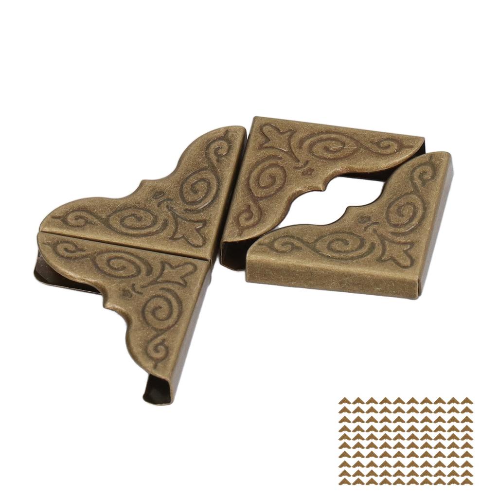 100 st Bokhörn Brons Vintage Stil Inre 4mm Höjd DIY Järnmaterial Fotohörn för