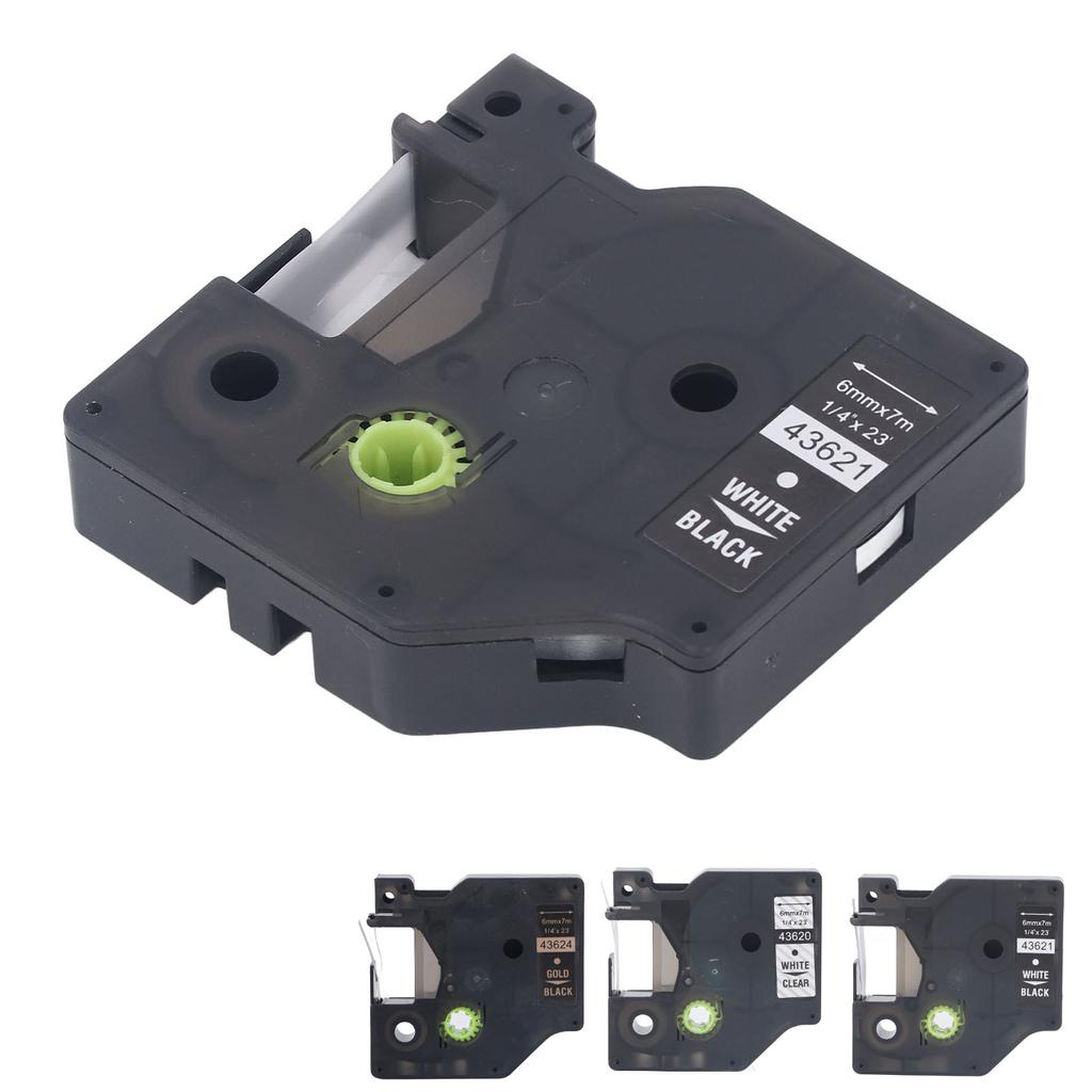 Fita para etiquetadora de 6 mm de largura e 23 pés de comprimento, à prova d'água, resistente a óleo, PET, transparente, para LMPC 16596 L