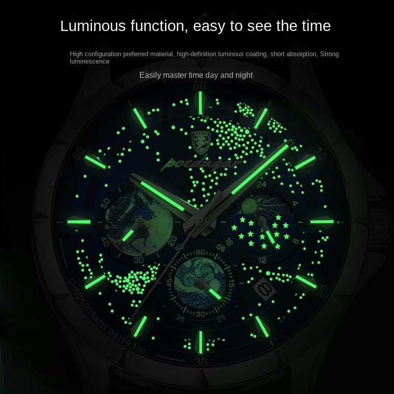 Top Brand New Multifunctional Luminous Men's Watch Waterproof Quartz Calendar Starry Sky Watch