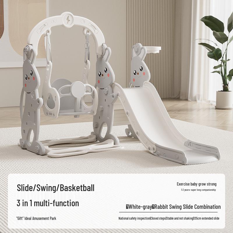 Children's Indoor 3-in-1 Slide & Swing Set for Ages 2-10