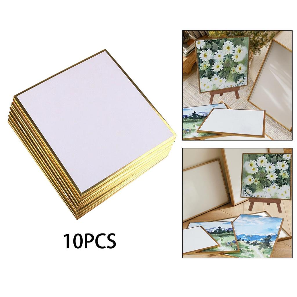10 Pieces Shikishi Boards Artist Cardboard Washi Paper Gold Edge Suitable for Meetings Cosplay