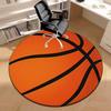 Basketball Texture Round Rug Flannel Orange Black Lines Sports Enthusiast Theme Boys Room Gym Exercise Area Floor Covering