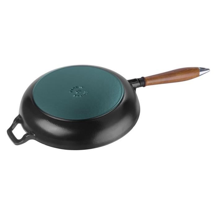 STAUB - Litinová pánev, 28 cm, Dřevěná rukojeť, Černá