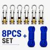 4/6/8pcs Rope Set with Roller Tensioners, Featuring Locking Buckles for Secure Bundling, Ideal for Camping, Boating, and Outdoor