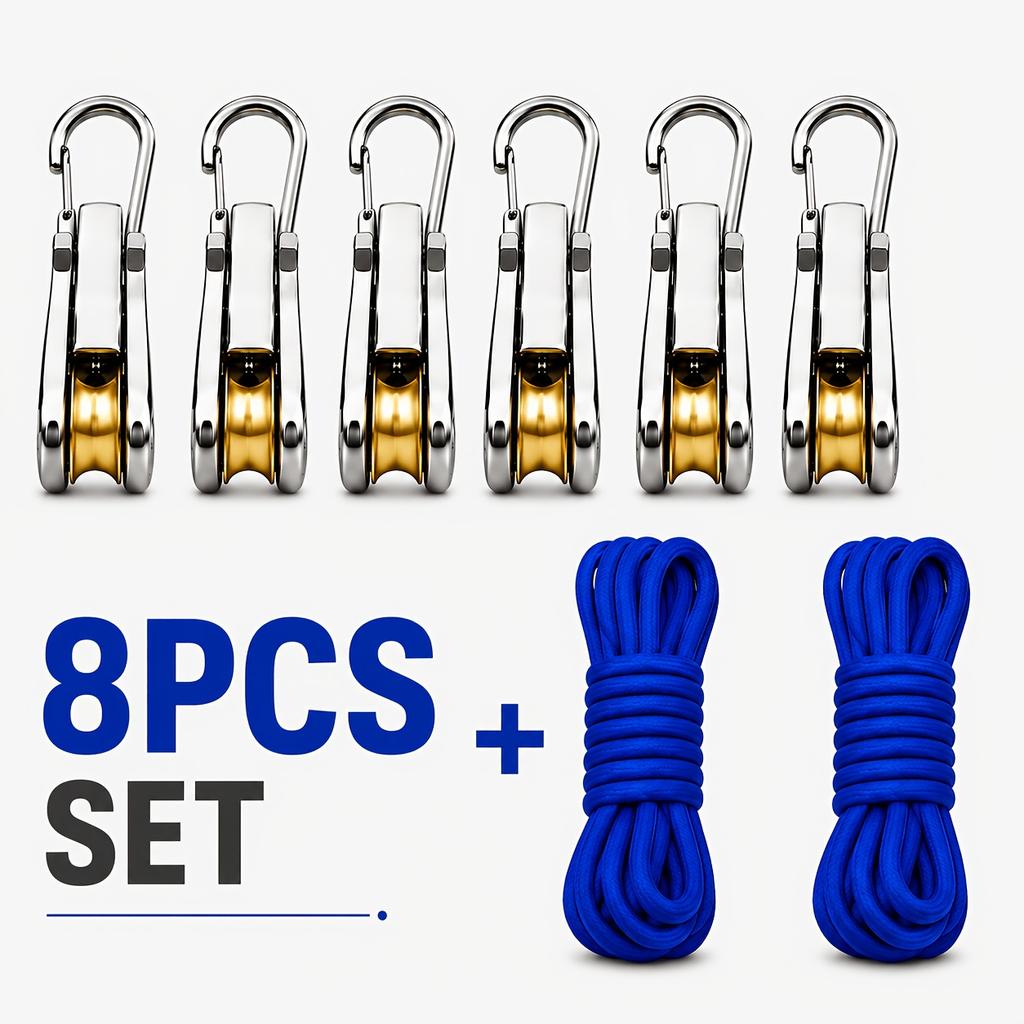 4/6/8pcs Rope Set with Roller Tensioners, Featuring Locking Buckles for Secure Bundling, Ideal for Camping, Boating, and Outdoor