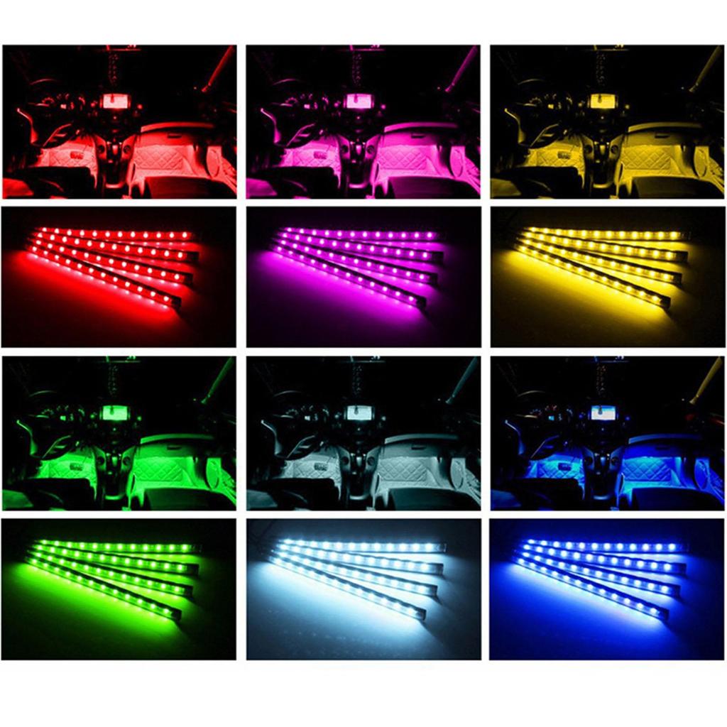Universal LED Interior Car Light Strip Remote Control 36 Beads Decorative Car Floor Light Strip Cigarette