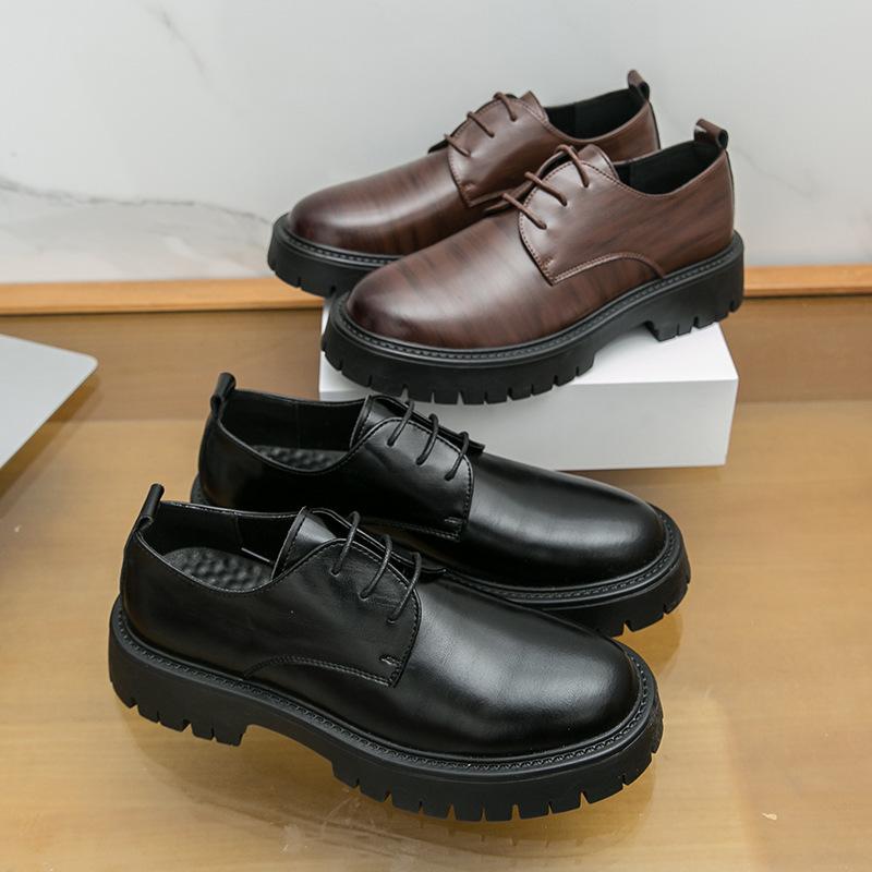 Men's Shoes Business Leather Shoes Men's Formal Casual Shoes Trend British Style Men's Loafers Platform Beanie Shoes Men