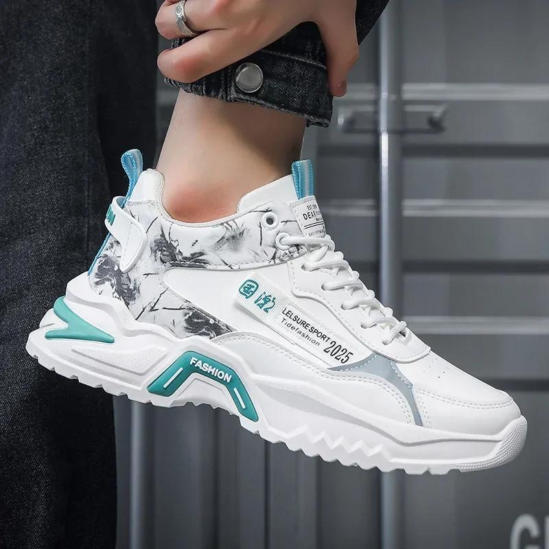 Fashion Men S Shoes Autumn Winter 2024 New High Top Sneakers Sports Casual Running Shoe Dad Breathable Wear Resistant