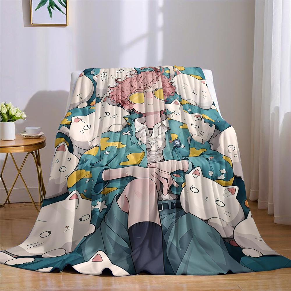 Cat Cloud Flannel Blanket Warm Soft Halloween Christmas Couch Warm Cozy Decorative Decor Gift for All Season