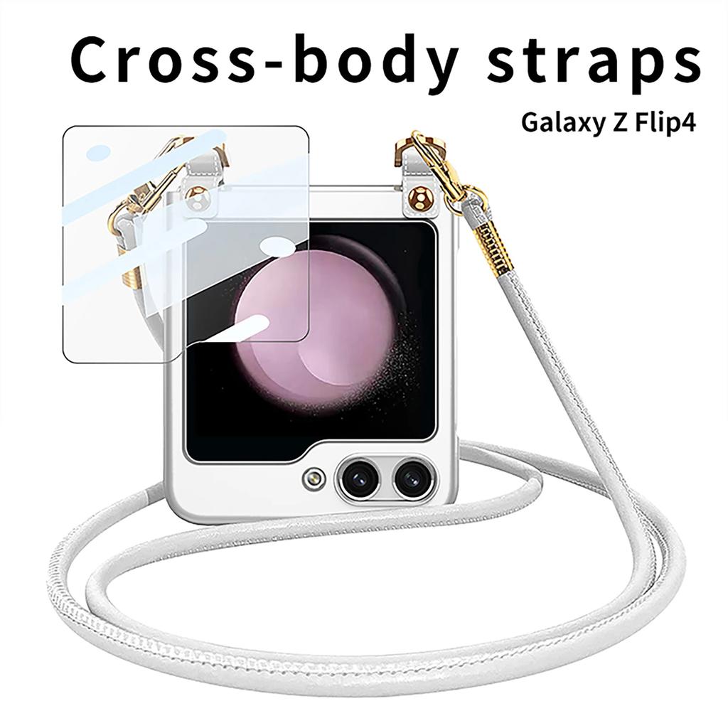Crossbody Mirror Film Phone Case for Samsung Galaxy Z Flip 6 5 4 3 Flip3 Flip4 Flip5 Flip6 5G Electroplated Shockproof Cover