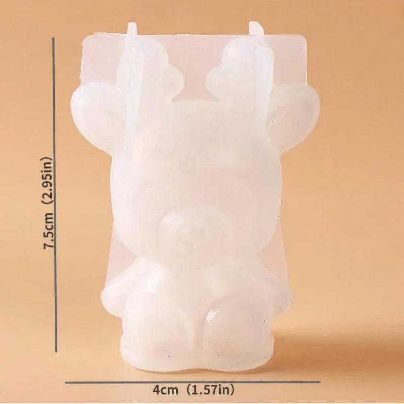 3D Christmas Stereoscopic Deer Animal Silicone Mold Crystal Drop Glue Fondant Cake Decorating Resin Silicone Casting Mold