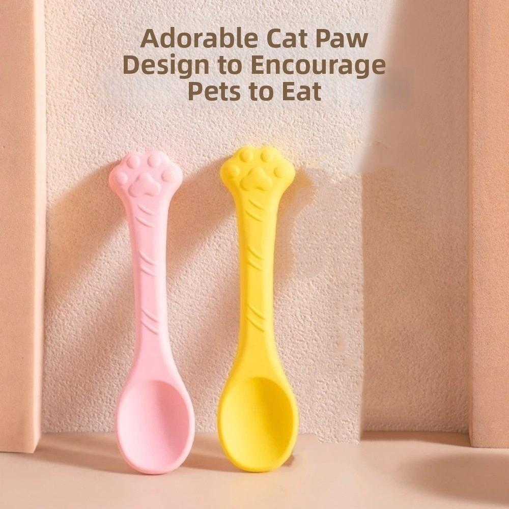 3 Pieces Bite Resistant Pet Canned Spoon Silicone Cat Feeding Scoop Pet Tableware Food Mixing