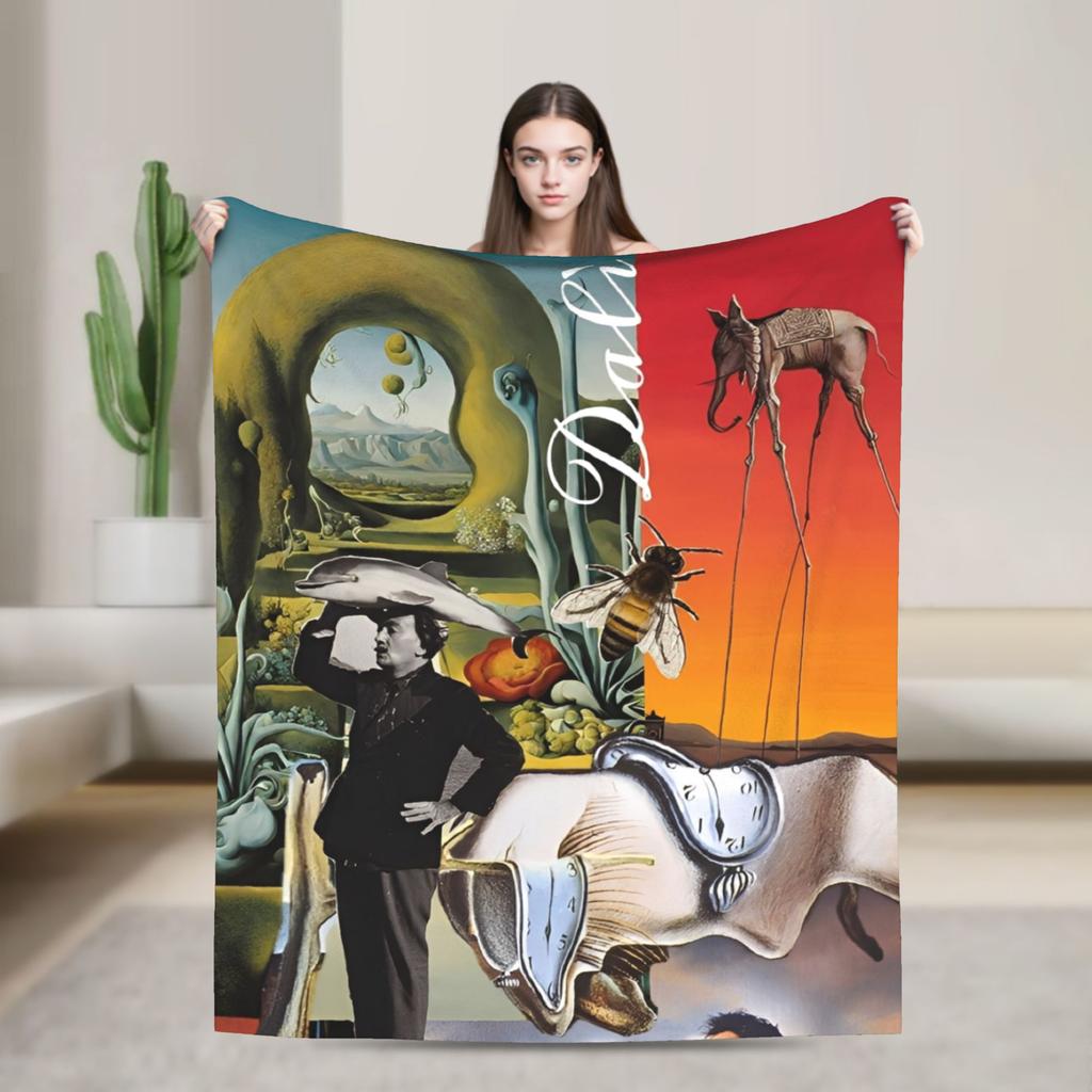 Salvador Dali Spanisches Öl Signiert Mode Decken Surrealistische Szene Fleece Überwurf Mode Decke Schlafzimmer Sofa Dekoration Dünne Tagesdecke Porta