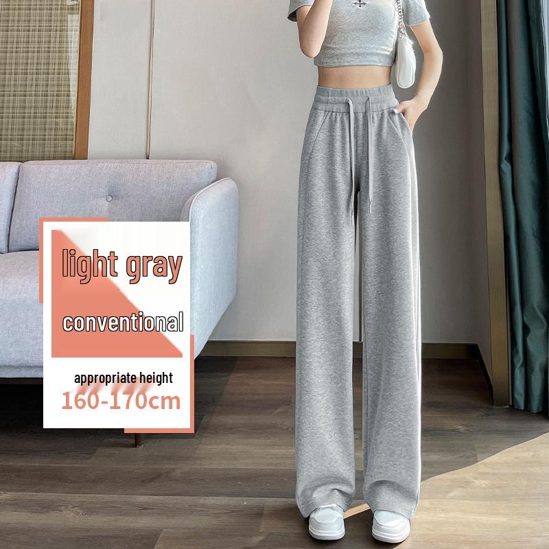 

Женские повседневные брюки с высокой талией и широкими штанинами - Весенний расслабленный стиль, для миниатюрной или узкой фигуры XL (Recommended 60-67.5 kg) светло-серый
