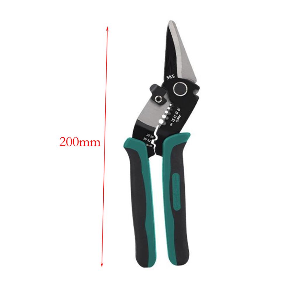 1pc 7.5inch Wire Stripper Wire Crimper Multi-Function Cutting Stripping Separating Crimping Tools For 8-16 AWG Crimping Pliers