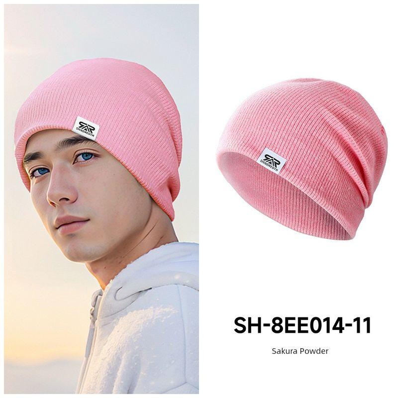 

and Winter Outdoor Sports and Casual Wool Hat Ear Protection and Wind Protection Fleece-lined Double-Layer Closed Toe Confinement Color Knitted Hat Cherry Blossom Powder All yards
