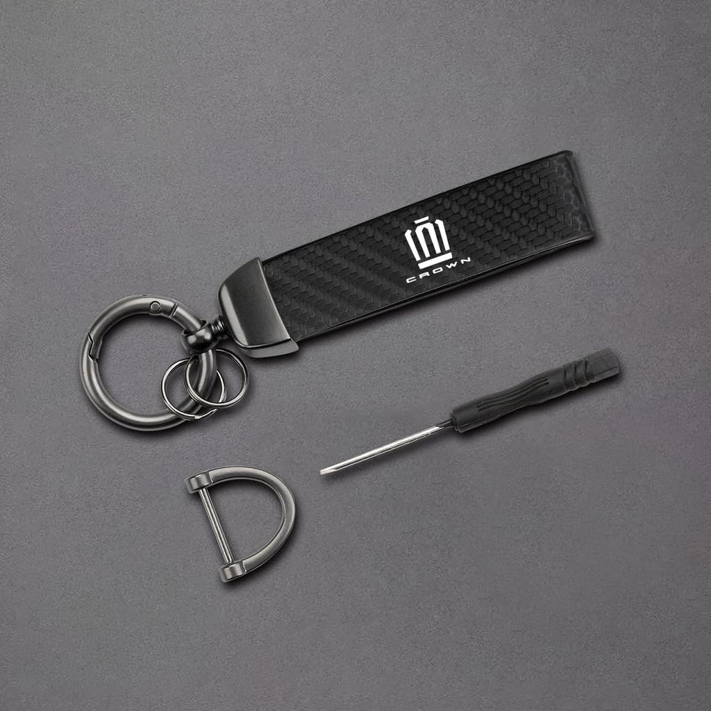 Crown Dedicated Car Keychain Carabiner Exquisite Carbon Fiber Texture Fits CROWN New Model 210 Series 220 Series Crown Crossover Custom Parts
