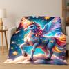 Traum-Einhorn Niedliches Cartoon-Mädchen Flanelldecke Weiche Warme Decke Überwurfdecke für Schlafzimmer Wohnzimmer Bett Reise Camping Geschenk