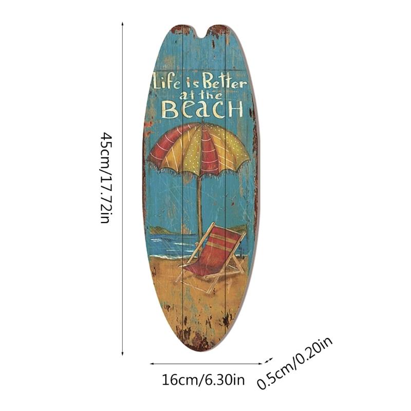Retro Wooden Surfboard Decor Beach House Ocean Themed Wall Decor Signs Surfboard Wood Plaques Decoration Plate