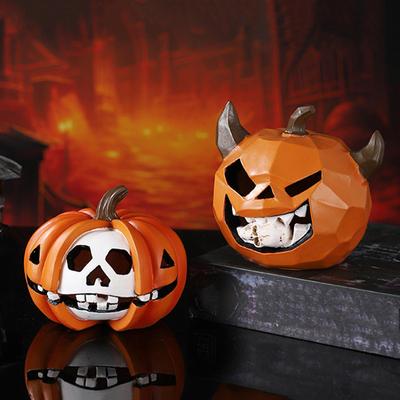 Halloween Pumpkin Decor Pumpkin Skeleton Ornaments Resin Halloween Sculpture Art Decoration for Holiday Home Party Indoor