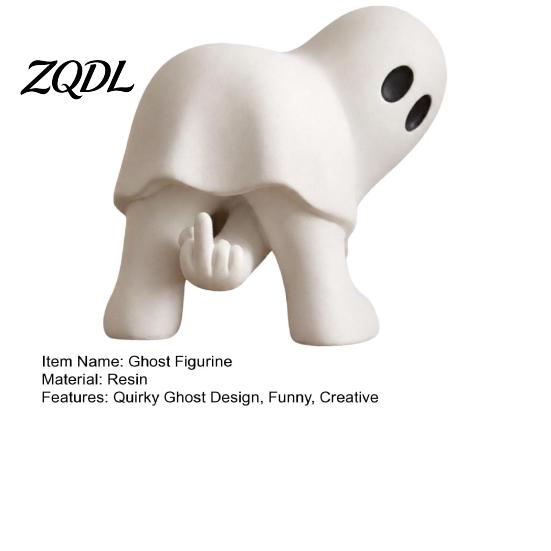 Halloween-Geschenke für Freunde Geisterfigur mit Mittelfinger, Niedliche Statue, Lustige Indoor-Party-Tischdekorationen Gruselige Harz-Humor-Schreibtischdekoration