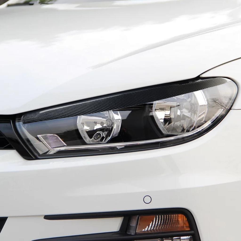 For Volkswagen Scirocco 2008-2017 Real Dry Carbon Fiber Front Headlight Eyelid Eyebrow Cover Panel Decorative Car Accessories