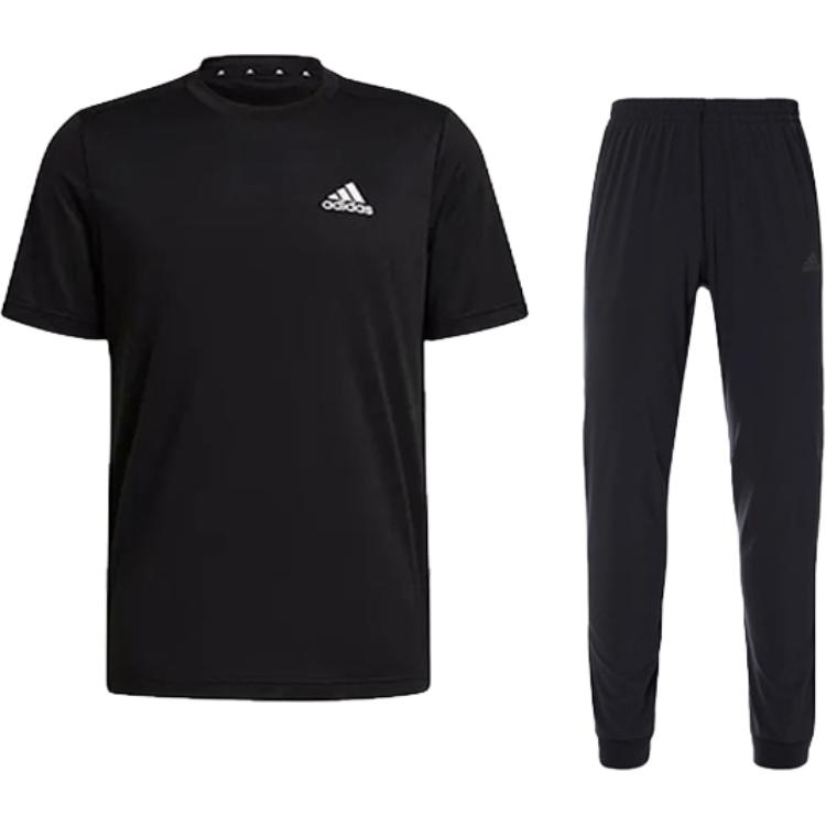 

Adidas Crew Neck Pullover Short Sleeve Jogger Set Men Activewear Black 45545455542_20240909145624 M