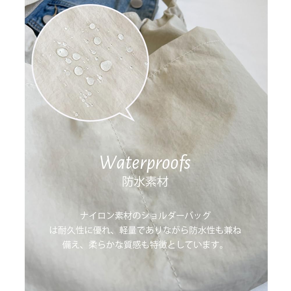 momotao Lightweight Nylon Shoulder Bag, Unisex, for Men and Women, Crossbody Bag, Holds A4 Size Items, Simple Design, Large Capacity, Stylish, Solid