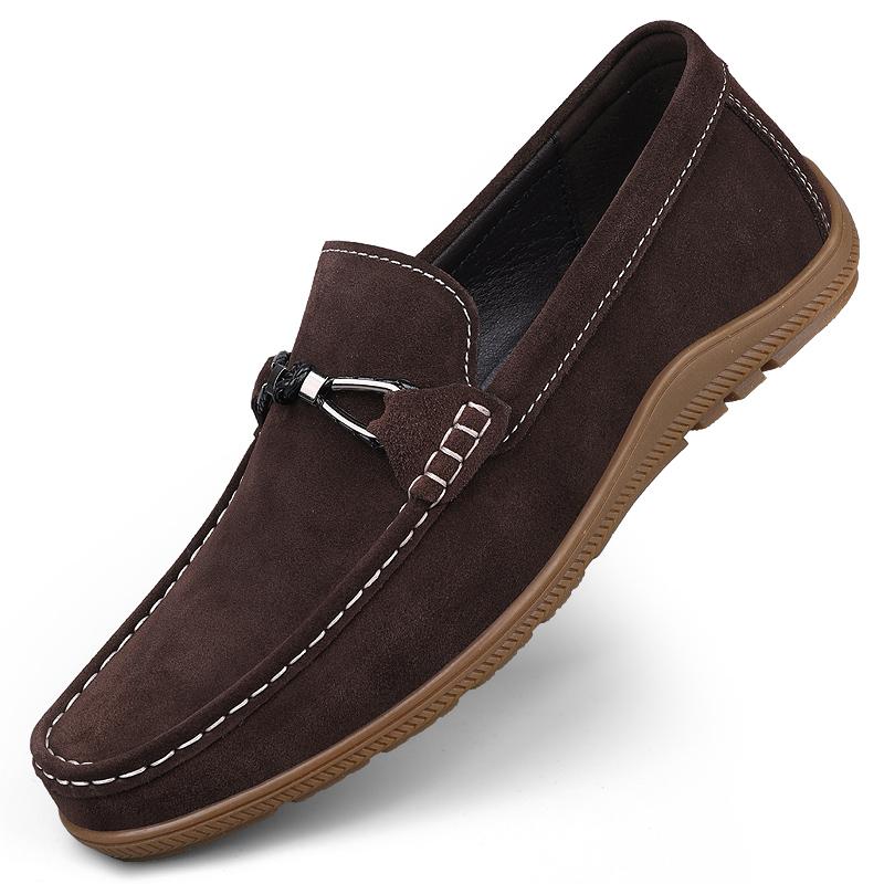 Fashion Brand Comfortable Outdoor Anti Slip Driving Shoes Summer New Men Low Rise Set Foot Suede Leather Soft Sole Casual Loafer