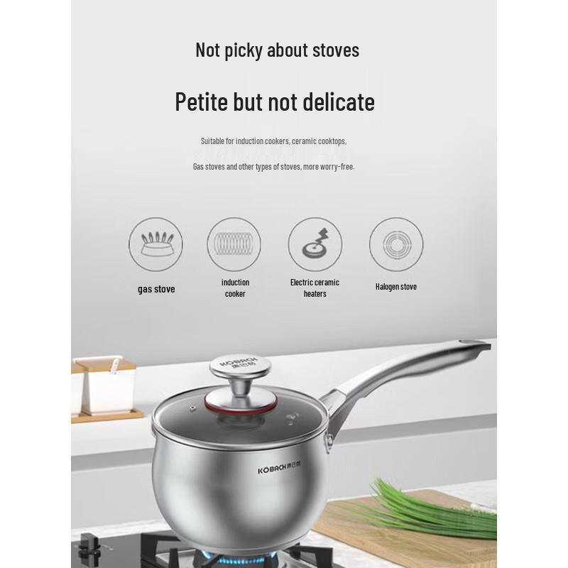 Kobach 16cm Stainless Steel Saucepan for Induction & Gas Stoves