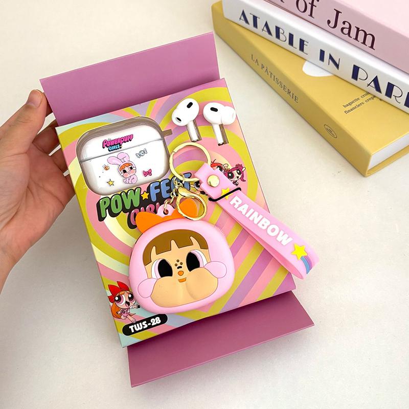 Cute Cartoon Wireless Earphone In-Ear Earbuds With Protective Case And Hanging Rope Strap For Phone Bluetooth Headphone Headsets